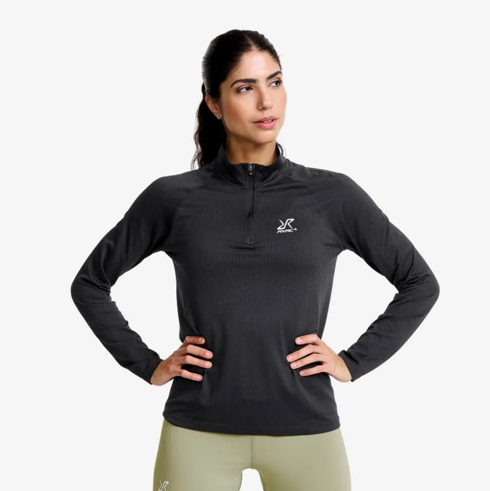 Focus Half-zip Seamless Top Dame